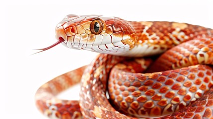 Obraz premium Vortex Corn Snake showing off its spiraling pattern, set against a white background, perfect for a dynamic and eyecatching appearance
