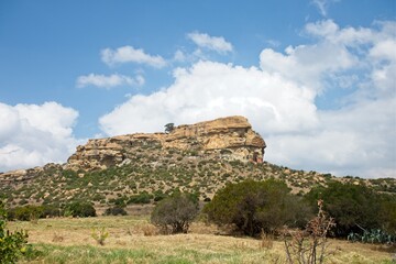 Wide view of Sandstone Rock formations near Clarens in the Freestate Province of South Africa
