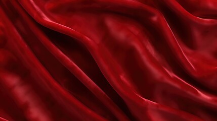Obraz premium Red crumpled silk fabric with smooth folds. 3d rendering.