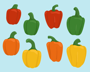 Bell Peppers Vector Cute Playful Illustrations Set