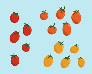 Cherry Tomatoes Vector Cute Playful Illustrations Set
