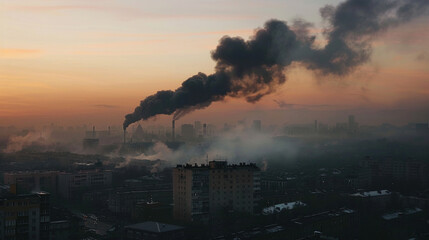 Obraz premium air population with black smoke from chimneys