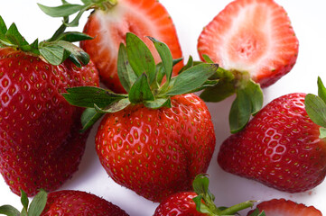 sweet ripe strawberries isolated on white
