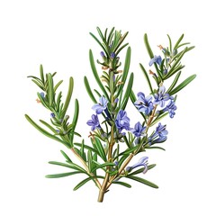 Fototapeta premium Rosemary isolated on white background, old botanical illustration
