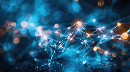 Digital Heart Network Connectivity on Blue Bokeh Background