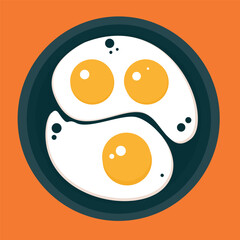 Fried eggs. Breakfast of eggs . Illustration with an egg