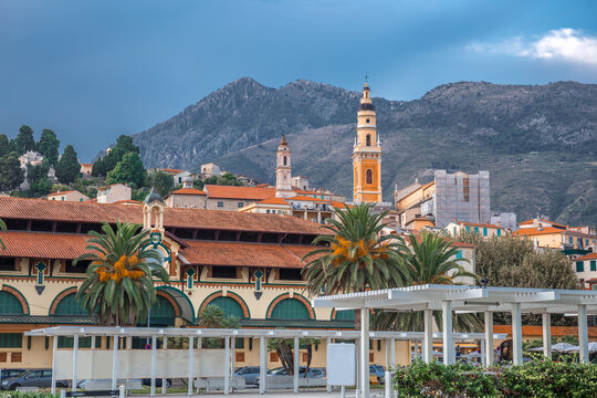 The view on the Basilica Saint-Michel Archange de Menton - Cote D'Azur, France