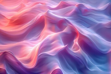 Obraz premium Dreamlike Fabric Waves: Serene, Soft, and Translucent Pink, Purple, and Blue Hues Creating a Flowing Landscape of Gentle, Smooth Folds and Gradients