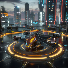 Obraz premium AR Futuristic Hoverbike Setup with Gyro Controls - High-Tech Riding Experience