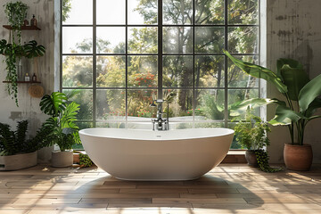 Fototapeta premium Light Bathroom with Bathtub
