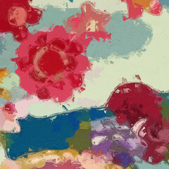 Oil paintings and various flowers, lotus leaves, dragonflies, roses, peonies, flowers, and birds are beautiful