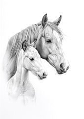 Fototapeta premium Tender moment between mare and foal