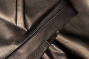 black leather material for clothing production