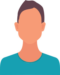 A flat style avatar of a man is depicted in a simple and modern design.