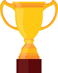 A golden trophy with a wooden base on a plain white background.