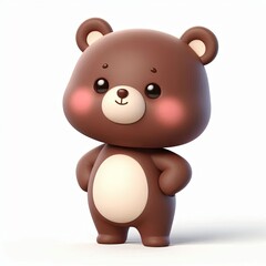 Obraz premium cute bear standing cartoon , 3d Generative AI