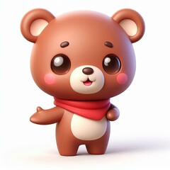 Fototapeta premium cute bear standing cartoon , 3d Generative AI