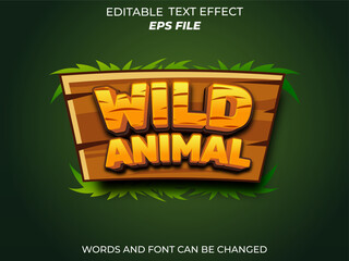 wild animal text effect, font editable, typography, 3d text for games. vector template