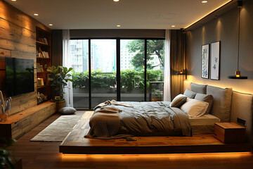 Cozy Bedroom with TV