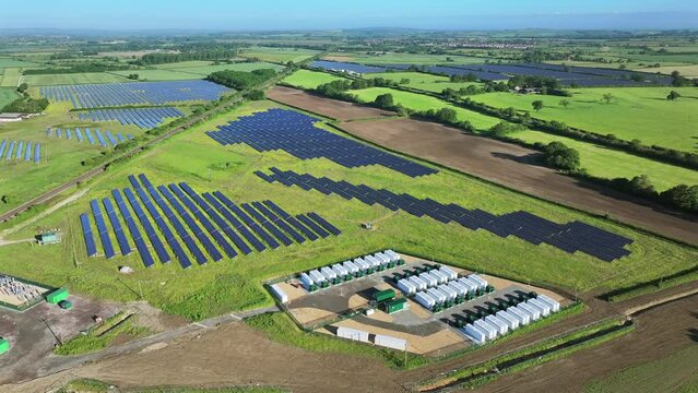 Lithium Battery Mega Packs for Power Grid Stability Aerial View