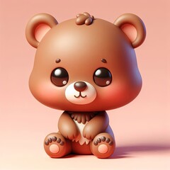 Fototapeta premium cute bear sitting cartoon 3d Generative AI