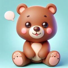 cute bear sitting cartoon 3d Generative AI