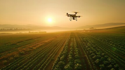 Aerial View of a Farm at Sunset with Drones