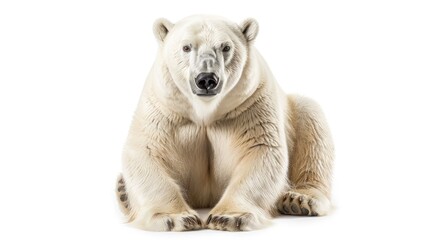 Fototapeta premium Polar bear sitting, full body, white background