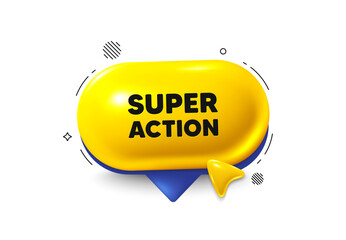Offer speech bubble 3d icon. Super action tag. Special offer price sign. Advertising discounts symbol. Super action chat offer. Speech bubble cursor banner. Text box balloon. Vector