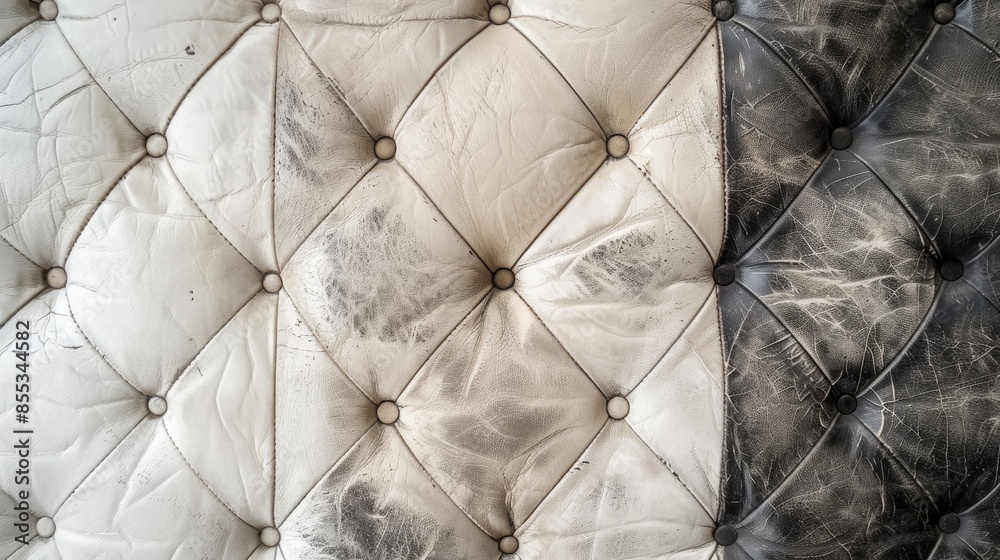 Wall mural Texture of vintage leather in classic white light and dark gray hues for interior design