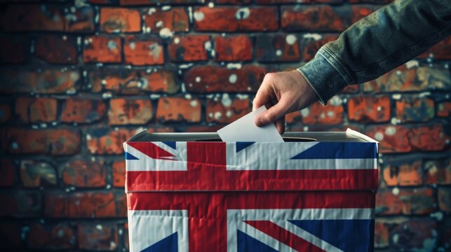 British Election Campaign Sign with Brick Wall Background