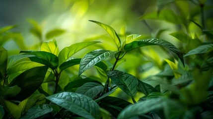 Obraz premium Lush Green Herb Field: Fresh Basil Leaves Amidst Vibrant Nature