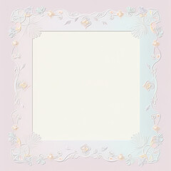 Beautiful Blank Pastel Coloured Square Wedding Invitation Style Design with Flowery Border