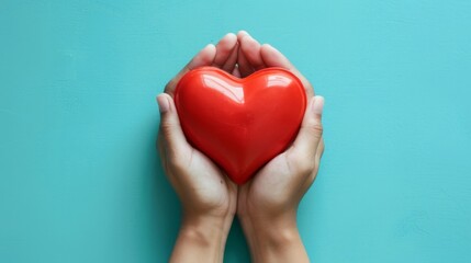 Fototapeta premium Hands Holding a Heart: A Symbol of Love and Care