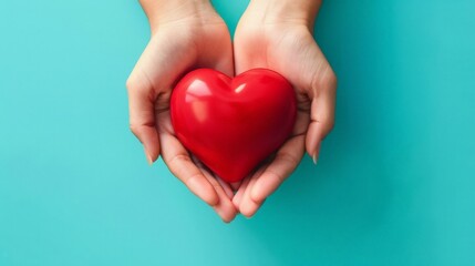 Obraz premium Hand Holding Heart Image: Symbol of Love, Affection, and Healthy Relationships