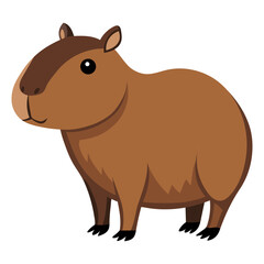 Lonely capybara on a white background. Vector illustration. Hero figurine for children's products