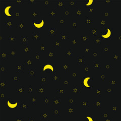 Fototapeta premium Simple Yellow Stars and Moon on a black background