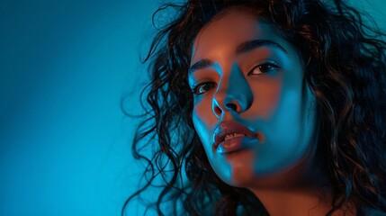 Fototapeta premium Contemporary Female Portrait with Cool Blue Tones