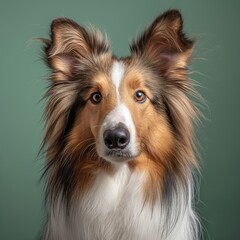 Collie dog on minimalistic colorful background with Copy Space. Perfect for banners, veterinary ads, pet food promotions, and minimalist designs.