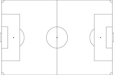 Drawing of a soccer field in top view. Basis for tactics discussion or for other compositing purposes. © Andreas Prott