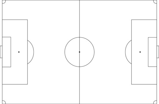 Drawing of a soccer field in top view. Basis for tactics discussion or for other compositing purposes.