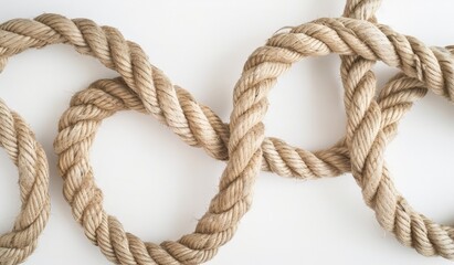 Obraz premium Natural Rope Wreaths, Decorative Knots, Homemade Rope Art for Home and Wedding Decor.