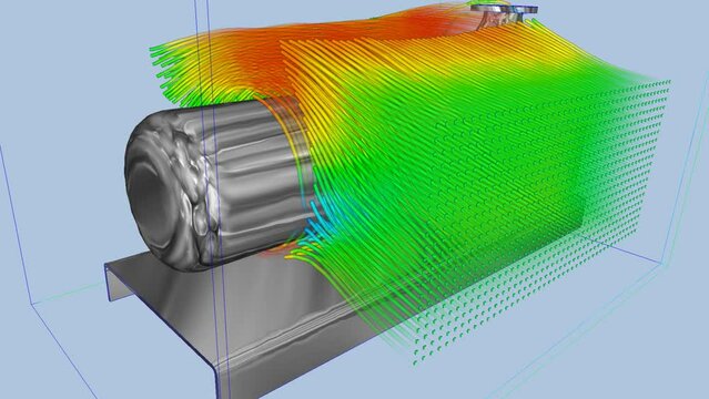 CFD simulation Computational fluid dynamics - industrial motor airflow simulation