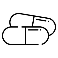 Capsules, pills, medicine black line icon