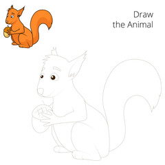 Draw the forest animal squirrel cartoon for children PNG illustration