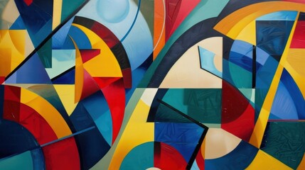 Fototapeta premium Vibrant Abstract Art: Colorful Piece with Geometric Patterns and a Variety of Shapes