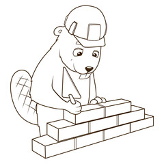 Beaver builder cartoon character coloring book PNG illustration