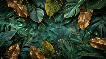 Vibrant Tropical Leaves Patterned Backdrop for Graphic Design and Advertising Use