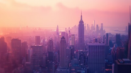 Fototapeta premium Cityscape Sunset Skyline Panorama View