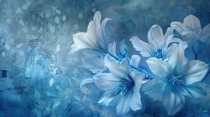Elegant Floral Wall Art with a Calming Blue Background